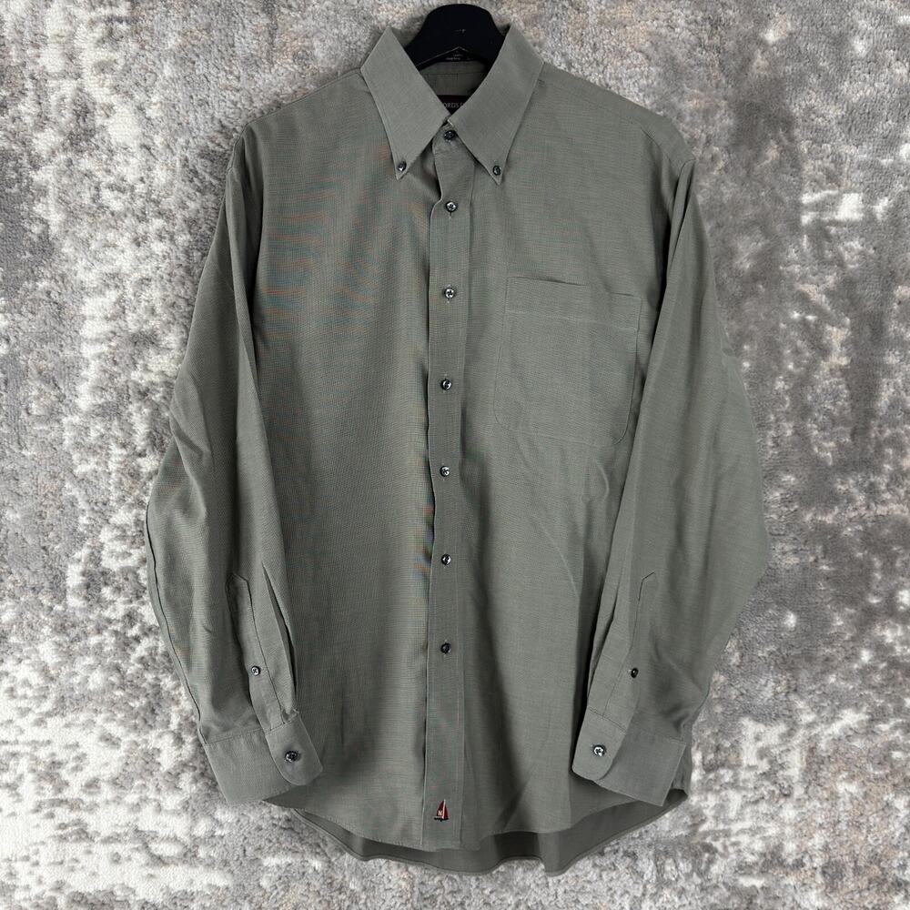 Nordstrom Mens Size 15.5 33 Button Shirt Gray Long Sleeve Pocket Cotton